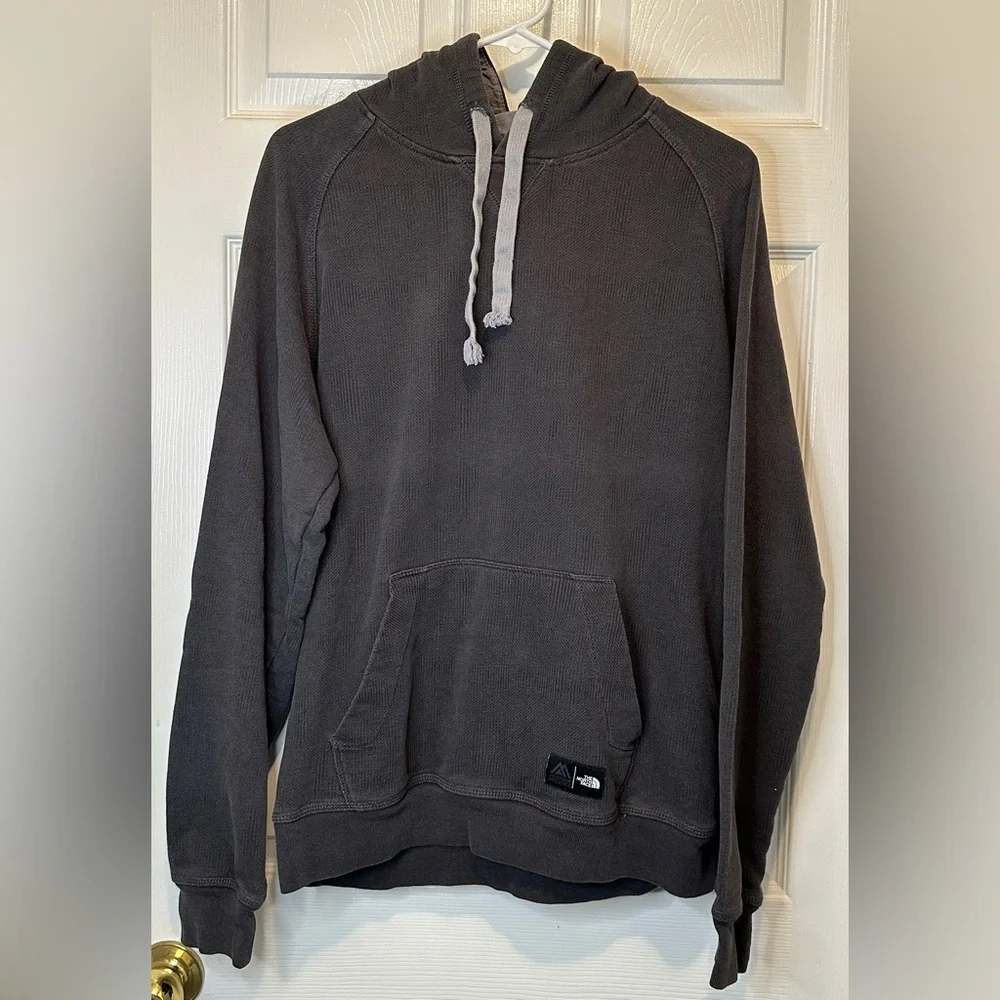 Mens The North Face Hoodie Sweatshirt Black Long Sleeve Cotton Blend Size Medium